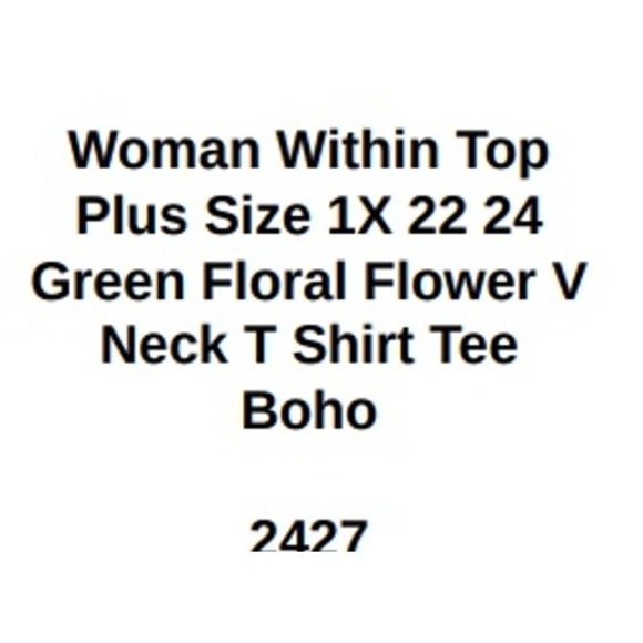Woman Within Top Plus Size‎ 1X 22 24 Green Floral Flower V Neck T Shirt Tee Boho - Picture 8 of 8